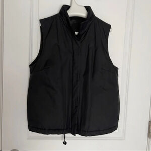 THEORY Zip Front  Vest Hidden Hood Black size L